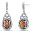 Created Black Opal Harlequin Dangling Earrings Sterling Silver 3 Carats SE8596