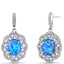 Created Blue Opal Victorian Drop Earrings Sterling Silver 3 Carats SE8598