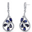 Created Blue Sapphire Dewdrop Earrings Sterling Silver 2.5 Carats SE8630
