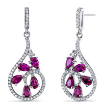 Created Ruby Dewdrop Earrings Sterling Silver 2.5 Carats SE8632