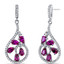 Created Ruby Dewdrop Earrings Sterling Silver 2.5 Carats SE8632
