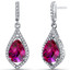 Created Ruby Tear Drop Dangle Earrings Sterling Silver 5 Carats SE8638