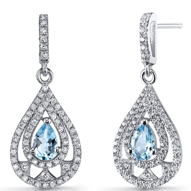Swiss Blue Topaz Chandelier Drop Earrings Sterling Silver 1 Carats SE8652