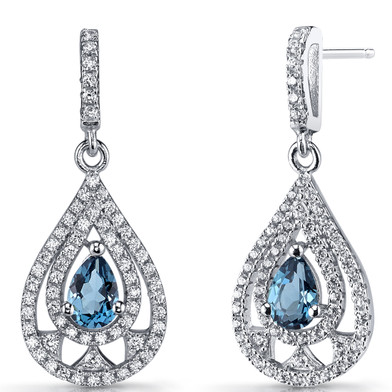 London Blue Topaz Chandelier Drop Earrings Sterling Silver 1 Carats SE8654