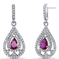 Created Ruby Chandelier Drop Earrings Sterling Silver 1 Carats SE8658