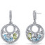 Swiss Blue Topaz and Peridot Sterling Silver Double Hoop Dangle Drop Earrings SE8662