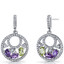 Amethyst and Peridot Sterling Silver Double Hoop Dangle Drop Earrings SE8666