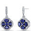 Created Blue Sapphire Clover Dangle Drop Earrings Sterling Silver 2.5 Carats SE8678