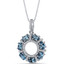 London Blue Topaz Dahlia Pendant Necklace Sterling Silver 1.75 Carats SP11190