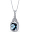 London Blue Topaz Halo Crown Pendant Necklace Sterling Silver 3.25 Carats SP11200