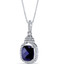 Created Blue Sapphire Halo Crown Pendant Necklace Sterling Silver 3.75 Carats SP11202
