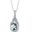 Green Amethyst Halo Crown Pendant Necklace Sterling Silver 2.5 Carats SP11212