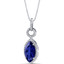 Created Blue Sapphire Marquise Pendant Necklace Sterling Silver 3.75 Carats SP11222