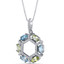 Swiss Blue Topaz and Peridot Hexagon Pendant Necklace Sterling Silver 1.5 Carats SP11234