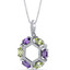 Amethyst and Peridot Hexagon Pendant Necklace Sterling Silver 1.5 Carats SP11238