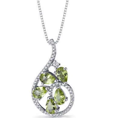 Peridot Dewdrop Pendant Necklace Sterling Silver 2.5 Carats SP11244