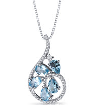 Swiss Blue Topaz Dewdrop Pendant Necklace Sterling Silver 2.5 Carats SP11246