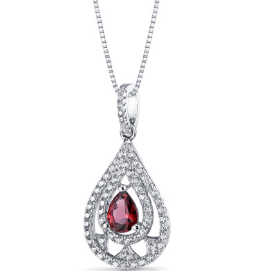 Garnet Chandelier Pendant Necklace Sterling Silver 0.75 Carats SP11268