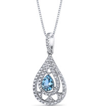 London Blue Topaz Chandelier Pendant Necklace Sterling Silver 0.75 Carats SP11274