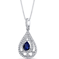 Created Blue Sapphire Chandelier Pendant Necklace Sterling Silver 1 Carats SP11276