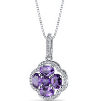 Amethyst Clover Pendant Necklace Sterling Silver 2.25 Carats SP11288