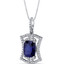 Created Blue Sapphire Art Deco Pendant Necklace Sterling Silver 4.5 Carats SP11310