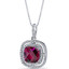 Created Ruby Cushion Cut Pendant Necklace Sterling Silver 4.25 Carats SP11318