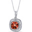 Created Padparadscha Sapphire Cushion Cut Pendant Necklace Sterling Silver 4.25 Carats SP11324