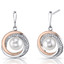 Rose Goldtone 7.5mm Freshwater Cultured White Pearl Halo Sterling Silver Earrings SE8710