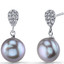 10.00mm Freshwater Cultured Grey Pearl Twilight Sterling Silver Earrings SE8718
