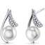Sterling Silver 7.5mm Freshwater Cultured White Pearl Moonflower Earrings SE8720