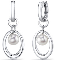 Sterling Silver 6.0mm Freshwater Cultured White Pearl Angels Halo Earrings SE8722