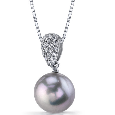 11.50mm Freshwater Cultured Grey Pearl Twilight Sterling Silver Pendant Necklace SP11326
