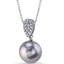 11.50mm Freshwater Cultured Grey Pearl Twilight Sterling Silver Pendant Necklace SP11326