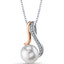10.00mm Freshwater Cultured White Pearl Rose Goldtone Sterling Silver Pendant Necklace SP11328