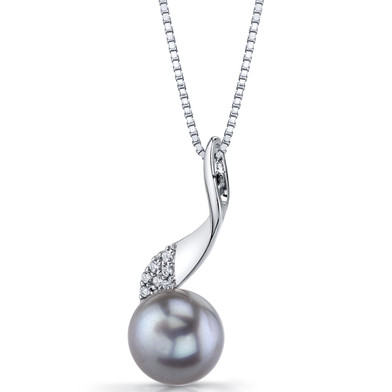 10.0mm Freshwater Cultured Grey Pearl Swirl Sterling Silver Pendant Necklace SP11334