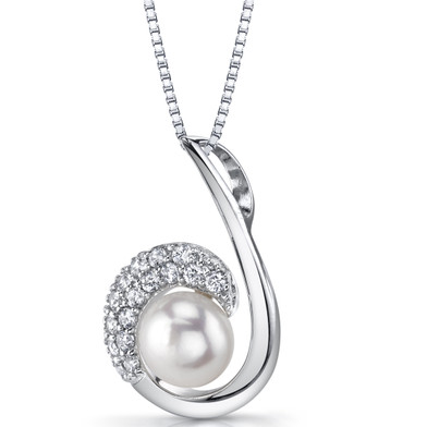 8.0mm Freshwater Cultured White Pearl Casual Sterling Silver Pendant Necklace SP11336