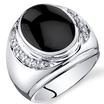 Mens Oval Cut Onyx Godfather Ring Sterling Silver Sizes 8 To 13 SR11496