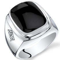 Mens Cushion Cut Onyx Knight Ring Sterling Silver Sizes 8 To 13 SR11498
