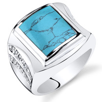 Mens Simulated Turquoise Centurion Ring Sterling Silver Sizes 8 To 13 SR11504