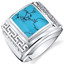Mens Greek Key Simulated Turquoise Chunky Ring Sterling Silver Sizes 8 To 13 SR11510