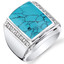 Mens Simulated Turquoise Aston 925 Sterling Silver CZ Ring Sizes 8 To 13 SR11512