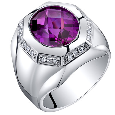 Mens 5.50 Carats Created Purple Sapphire Ring Sterling Silver Sizes 8 to 13 SR11530