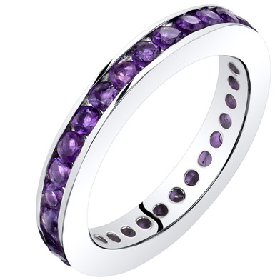 Amethyst Eternity Band Ring Sterling Silver 1.00 Carats Sizes 5-9 SR11538
