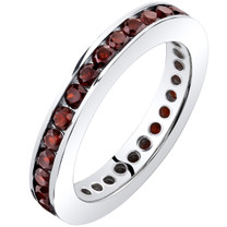 Garnet Eternity Band Ring Sterling Silver 1.00 Carats Sizes 5-9 SR11540