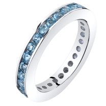 Swiss Blue Topaz Eternity Band Ring Sterling Silver 1.25 Carats Sizes 5-9 SR11546