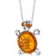 Baltic Amber Turtle Pendant Necklace Sterling Silver Multiple Color SP11350