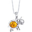 Baltic Amber Elephant Pendant Necklace Sterling Silver Multiple Color SP11354