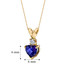 14 Karat Yellow Gold Heart Shape 1.00 Carats Created Blue Sapphire Diamond Pendant P9650