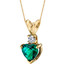 14 Karat Yellow Gold Heart Shape 0.75 Carats Created Emerald Diamond Pendant P9656